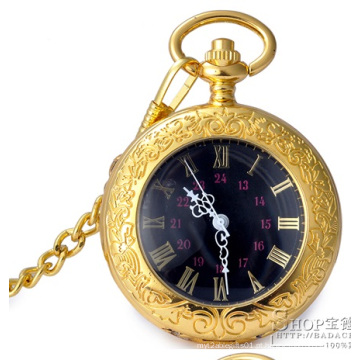 Relógio de bolso de ouro de movimento de quartzo de Design de cliente